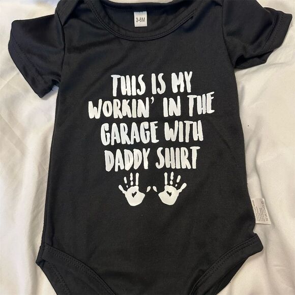 Unbranded Other - Workin' In The Garage With Daddy Baby Bodysuit Black 3-6M Unisex